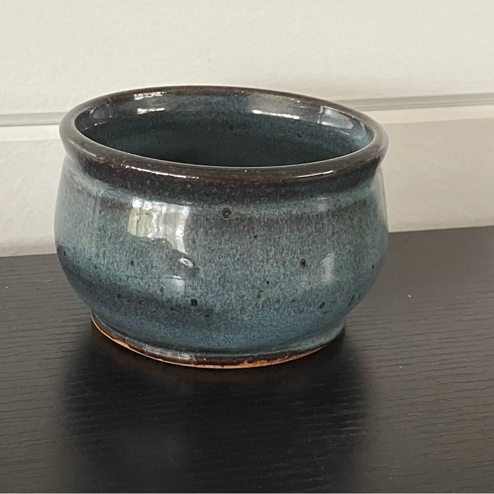 $10 SALE Handcrafted Blue Ceramic Candy Dish Trinket Holder Jewelry Speckle
